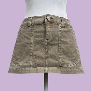 beige corduroy ribbed y2k micro mini skirt
